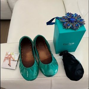 Tieks Blue Patent Flat Shoes